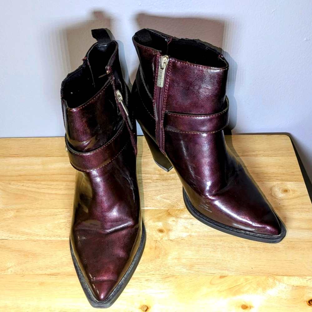Women's Patent Motorcycle Booties